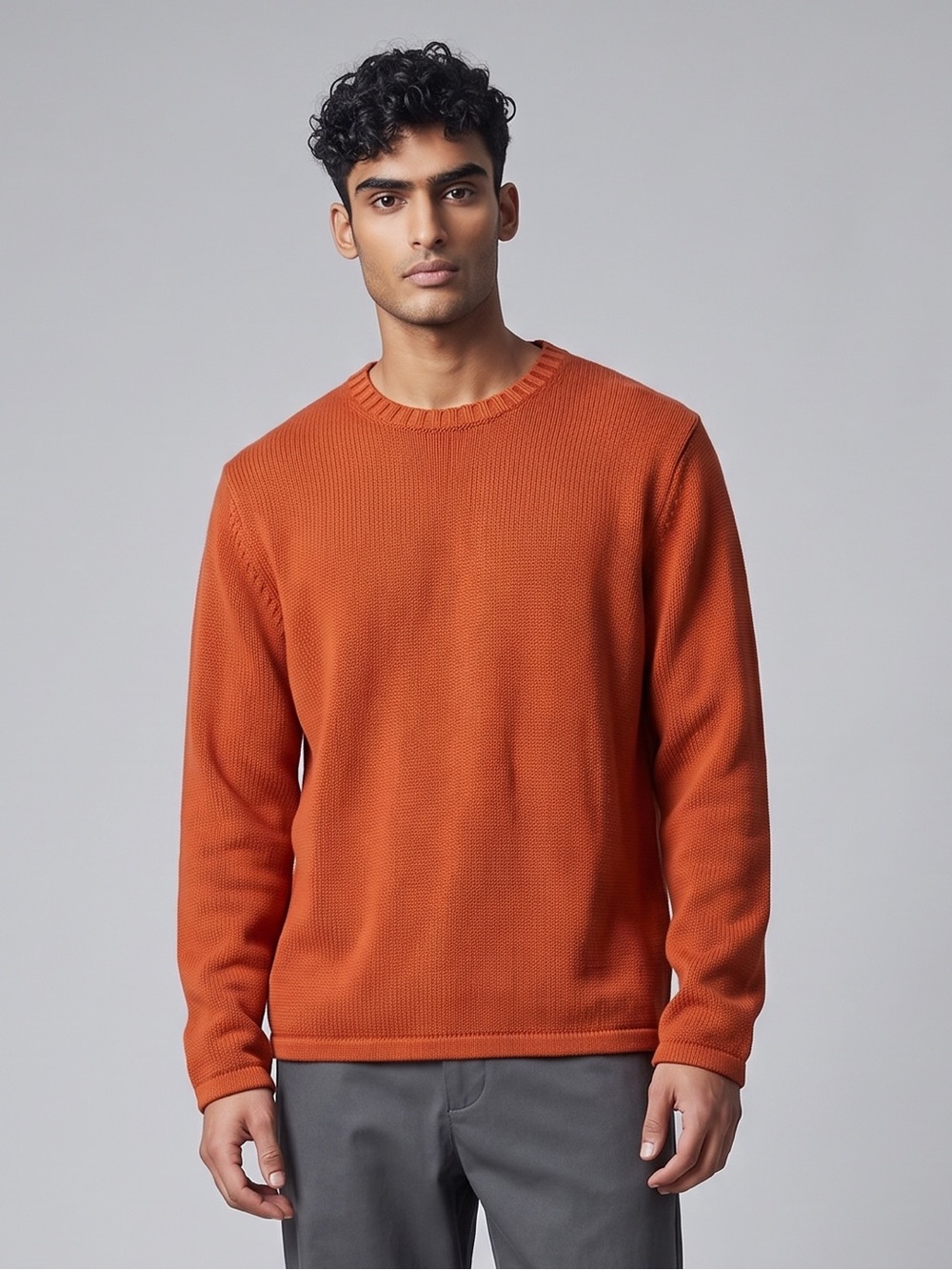Vintage Aberration & Fitch Crewneck Knit Sweater in Burnt Orange. Lagenlook. L